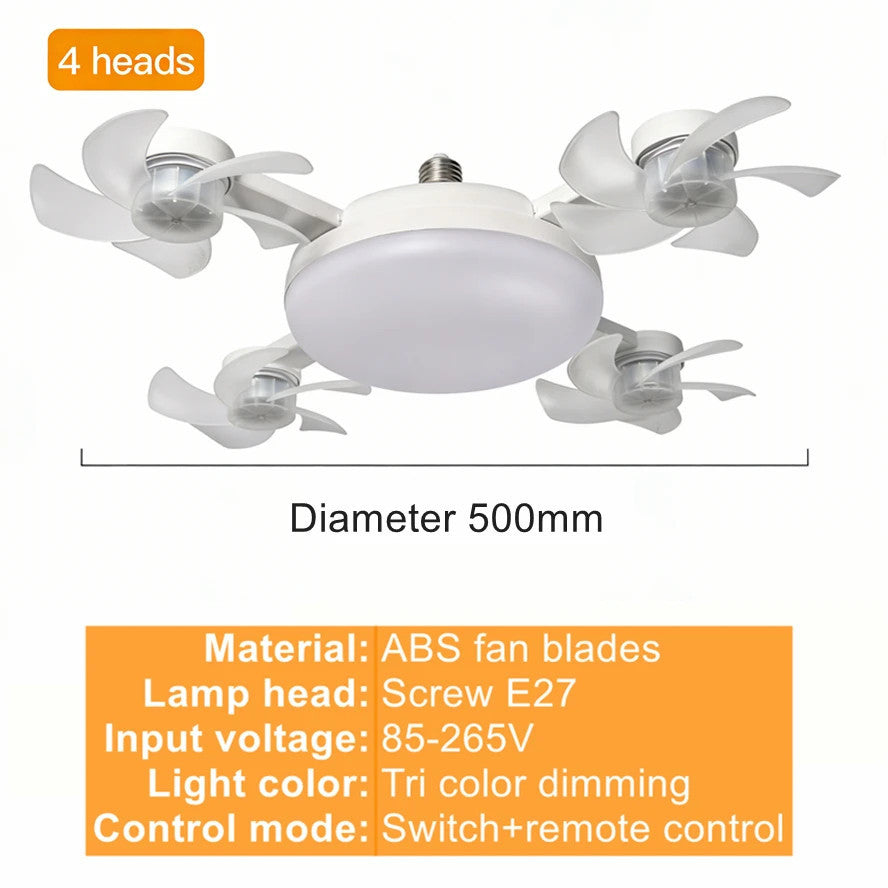 Socket Ceiling Fan with Light & Remote Control