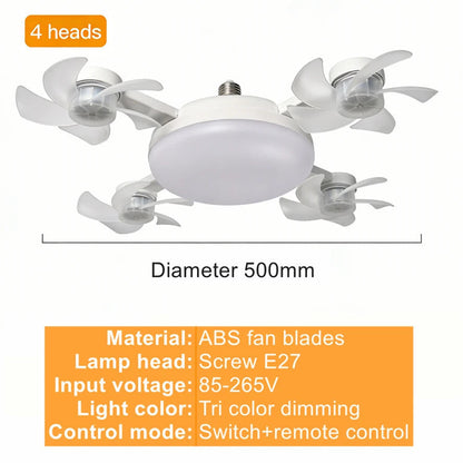 Socket Ceiling Fan with Light & Remote Control