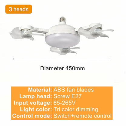 Socket Ceiling Fan with Light & Remote Control