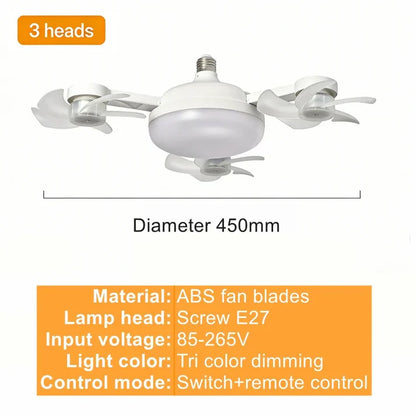 Socket Ceiling Fan with Light & Remote Control