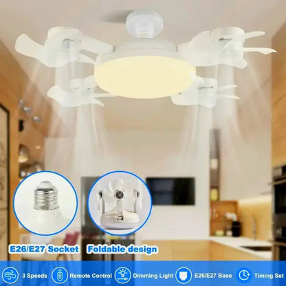 Socket Ceiling Fan with Light & Remote Control