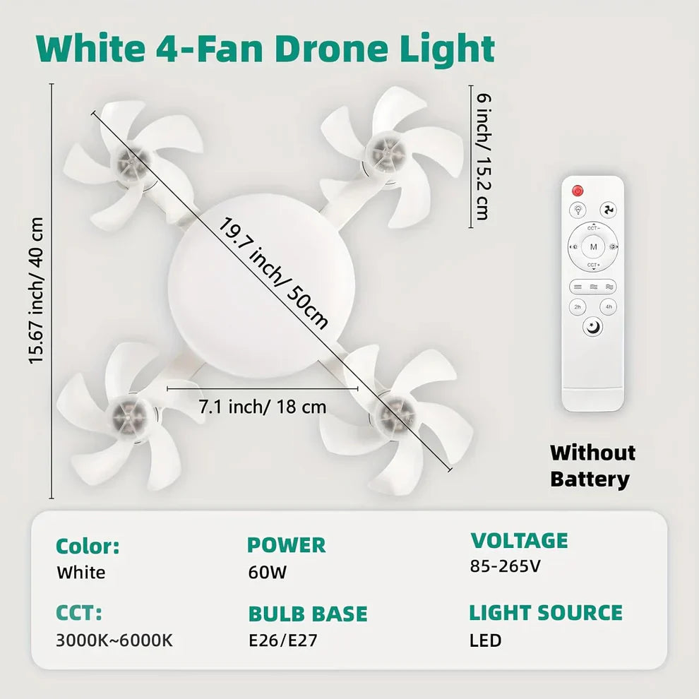 Socket Ceiling Fan with Light & Remote Control