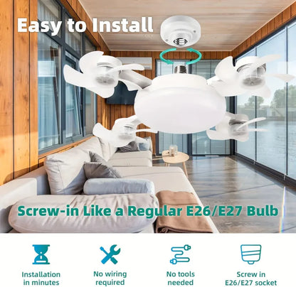 Socket Ceiling Fan with Light & Remote Control