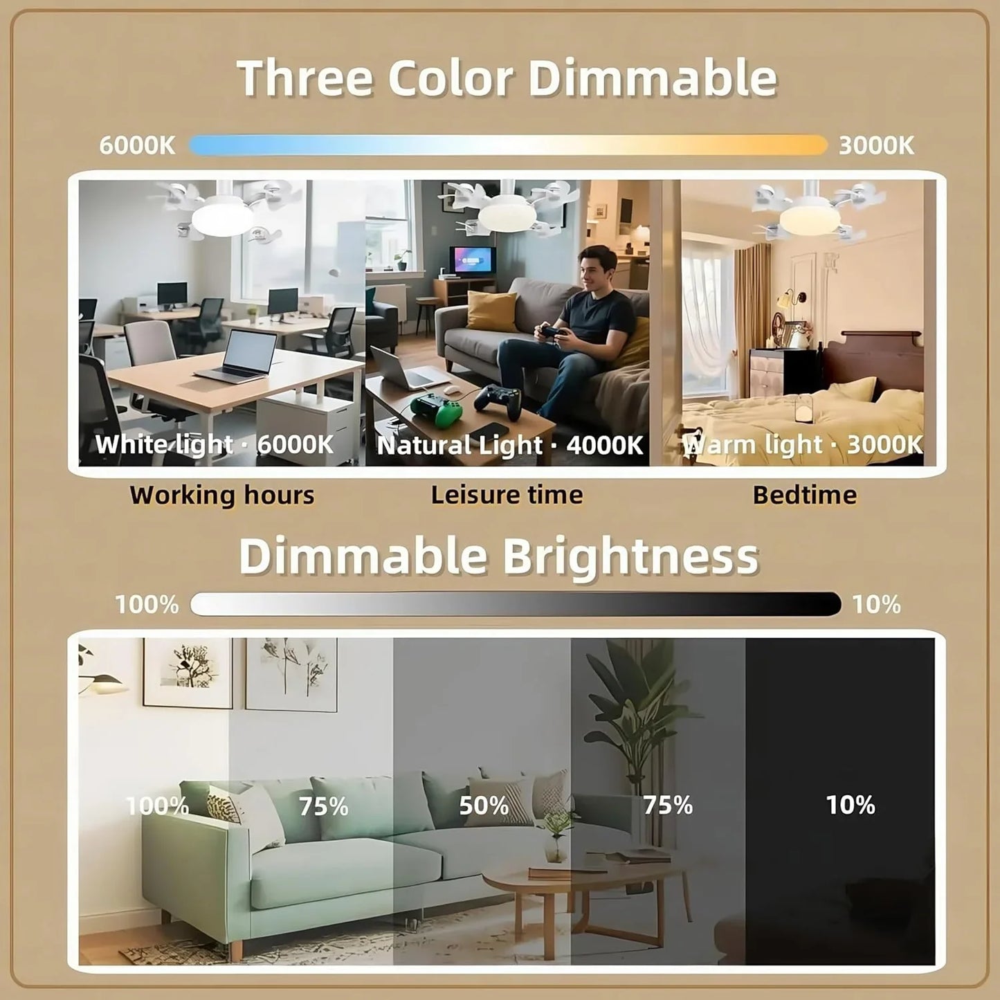 Socket Ceiling Fan with Light & Remote Control