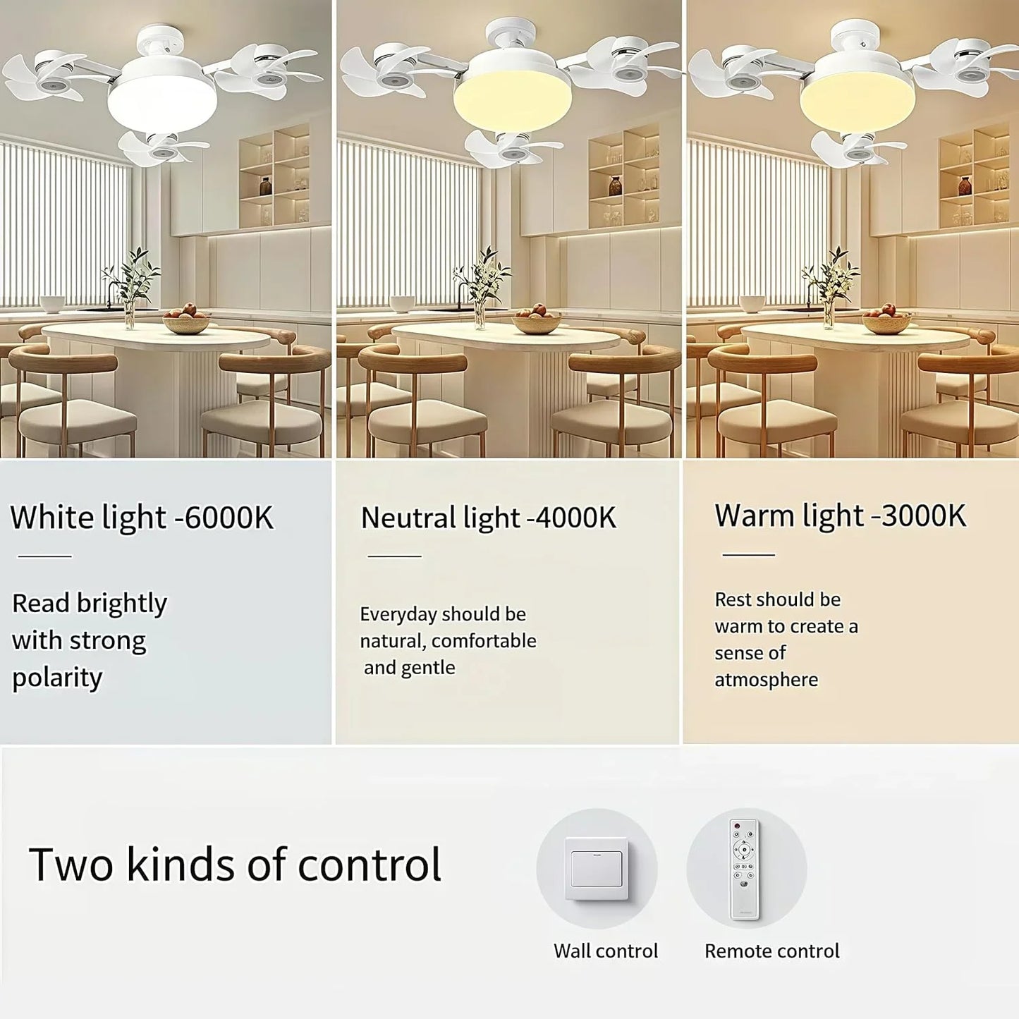 Socket Ceiling Fan with Light & Remote Control