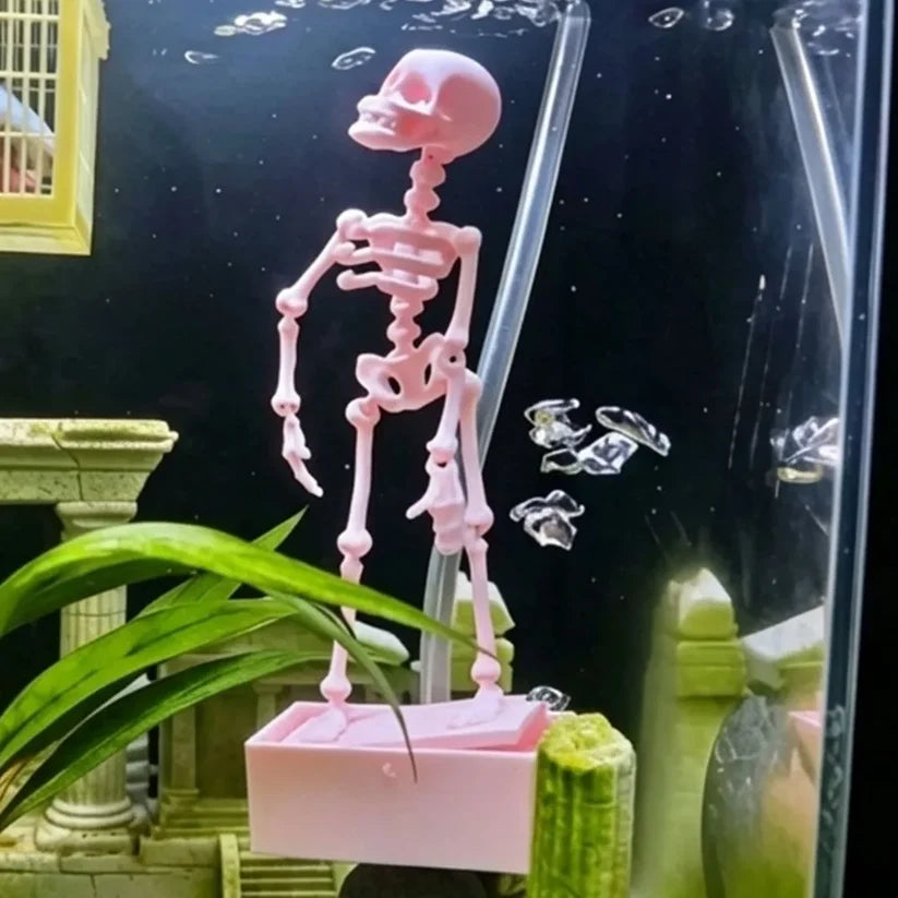 3D Printed Dancing Skeleton Aquarium Bubbler Plastic.