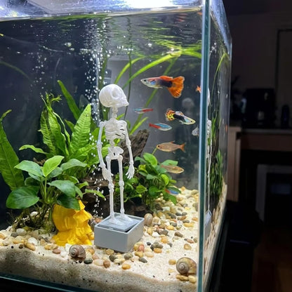 3D Printed Dancing Skeleton Aquarium Bubbler Plastic.
